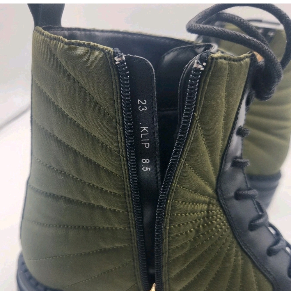 Valdini Klip Olive Green Gold Zip Velour Lining Ankle Boots Womens Size 8.5 NEW - Picture 13 of 14